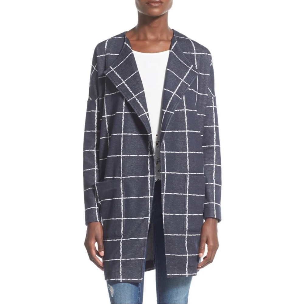 Astr Navy Plaid Women's Top